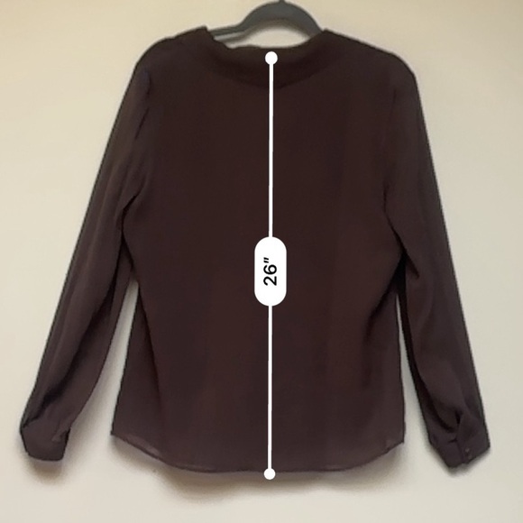 Pendleton Neck Tie Long Sleeve Brown Silk Blouse Size 14 - Picture 7 of 8